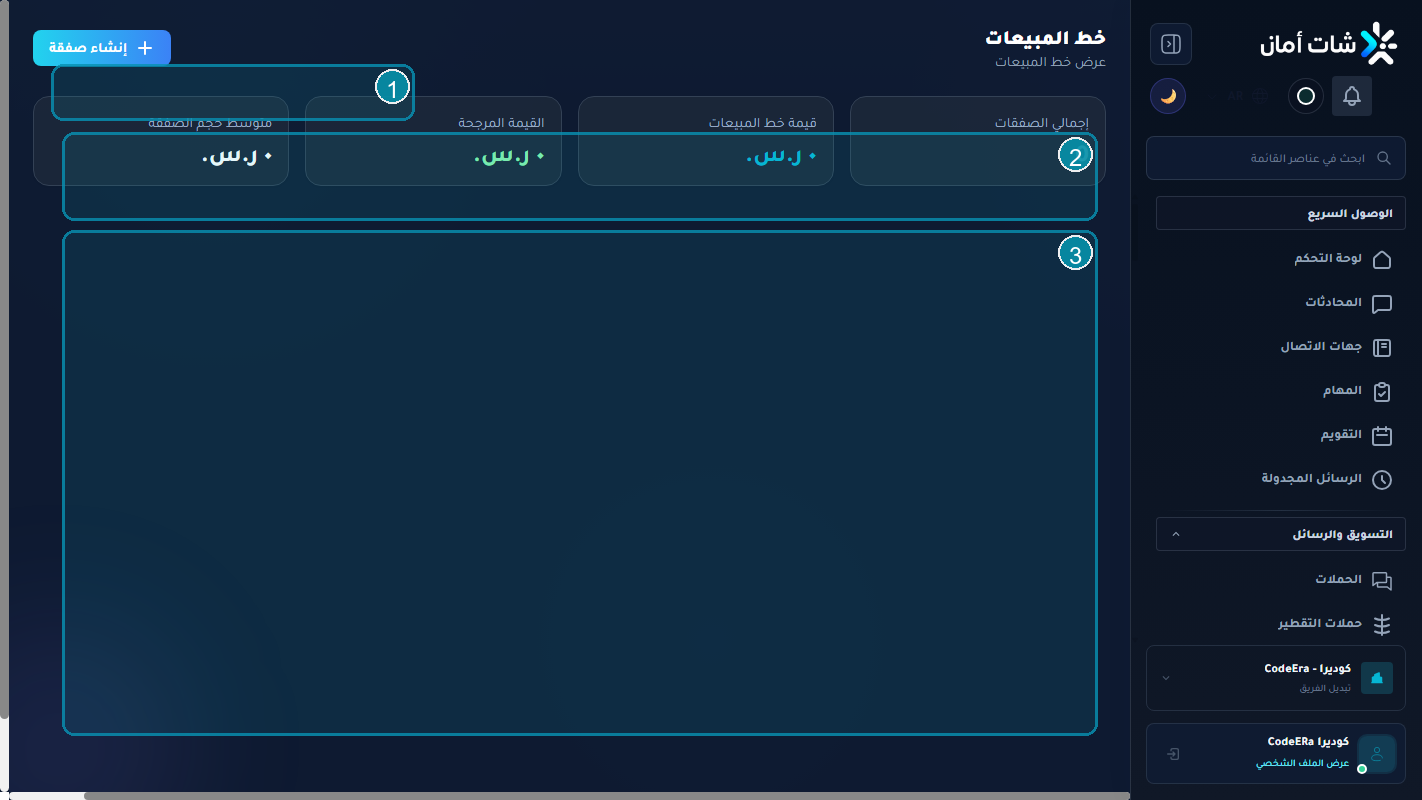 مسار CRM لمؤسسة كوديرا داخل Chataman