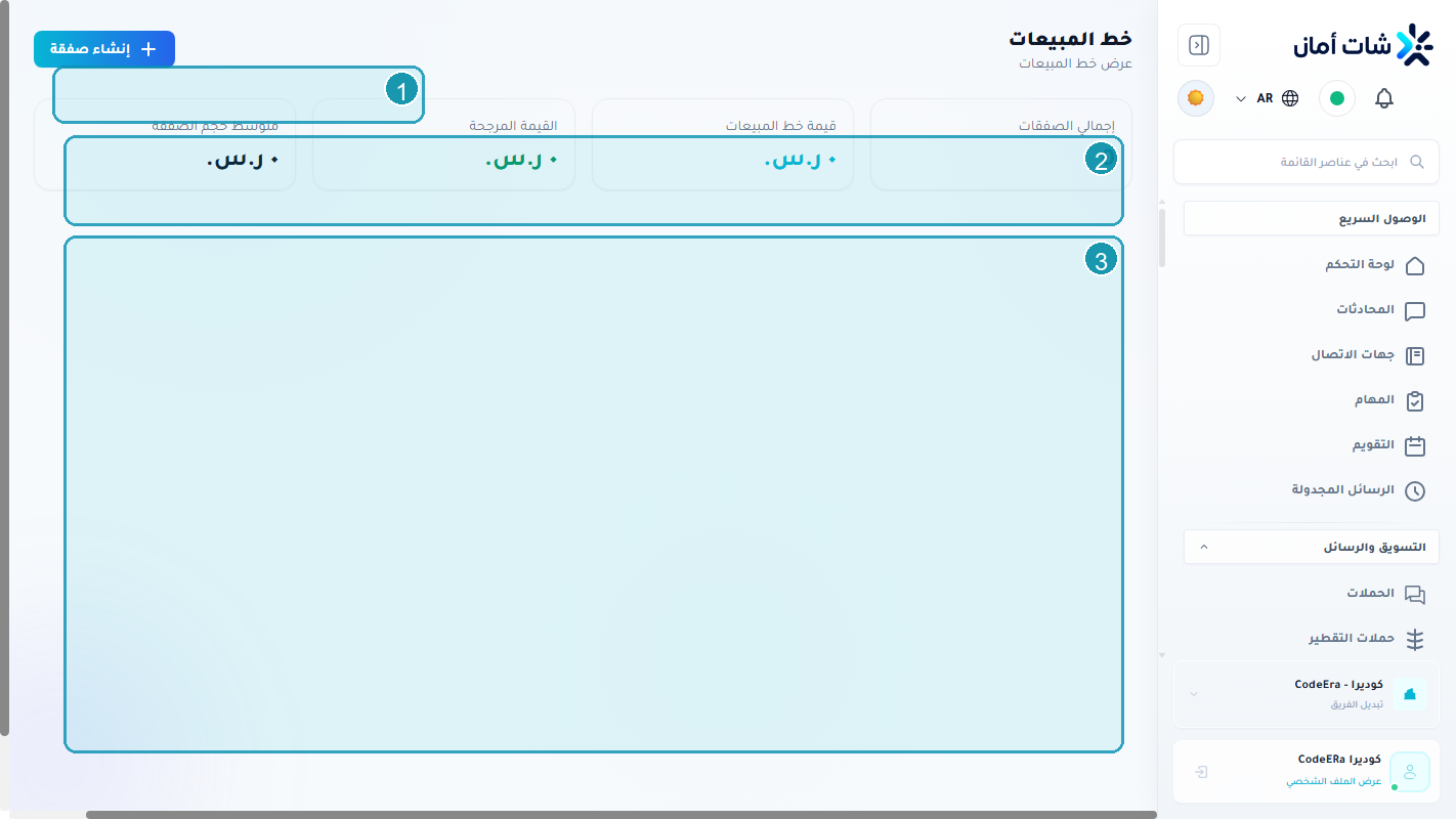 مسار CRM لمؤسسة كوديرا داخل Chataman