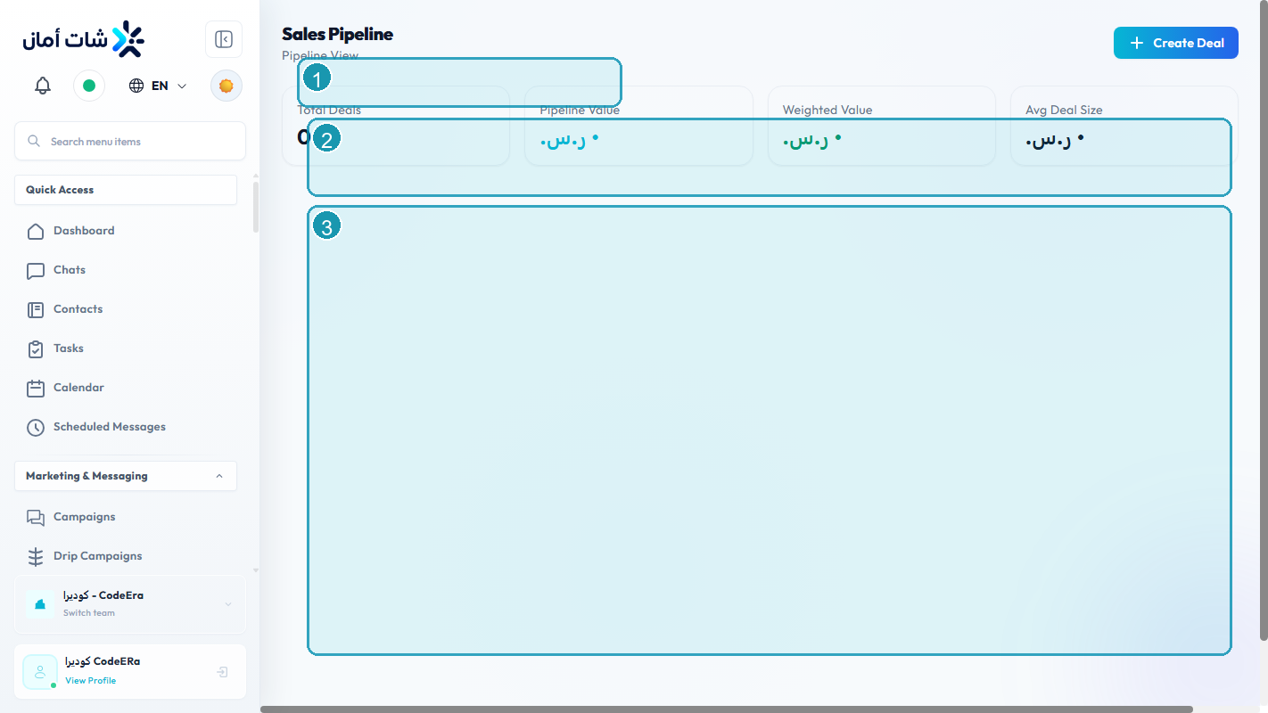 CodeEra CRM pipeline inside Chataman